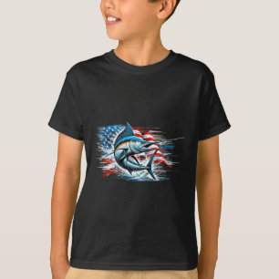 Angeln Marlin Schwertfisch Fisch 4. Juli Amerikani T-Shirt