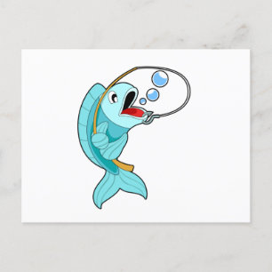 Angeln mit Angelrute Postkarte