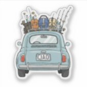 Angeln mit Fiat Auto Aufkleber (Vorderseite)