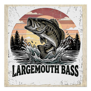Angeln mit Vintage-Bass Poster