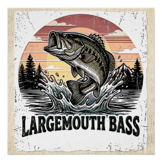 Angeln mit Vintage-Bass Poster