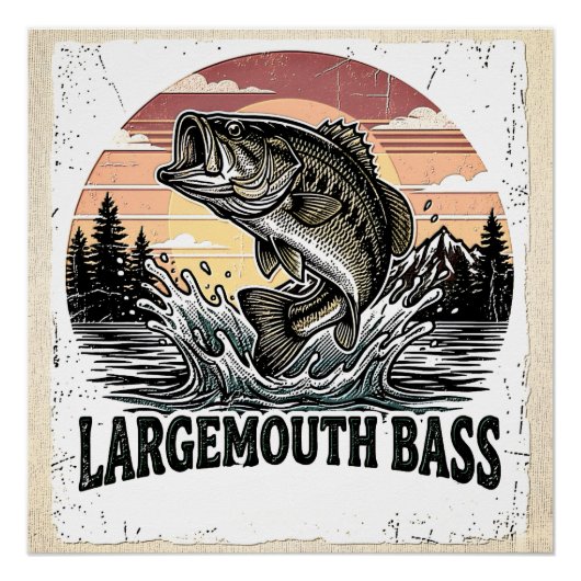 Angeln mit Vintage-Bass Poster (Vorderseite)