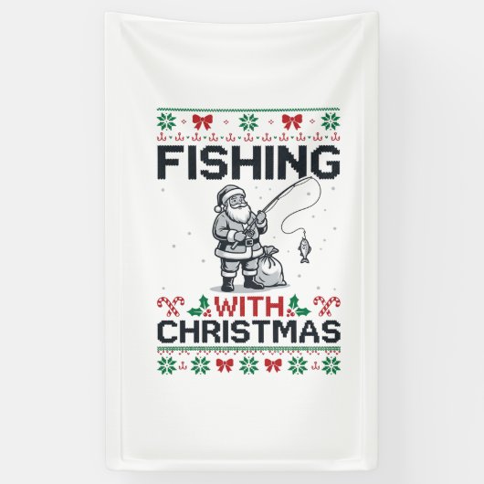 Angeln mit Weihnachten Santa Ferien Banner (Vertikal)