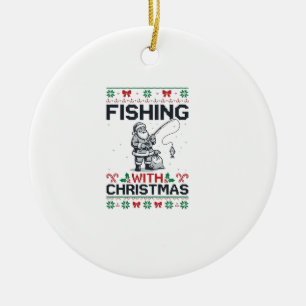 Angeln mit Weihnachtsmann-Feiertag Keramik Ornament