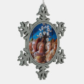 ANGELN MIT WEISSEN LILIEN SCHNEEFLOCKEN Zinn-Ornament (Links)