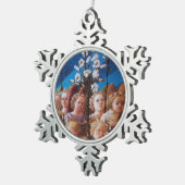 ANGELN MIT WEISSEN LILIEN SCHNEEFLOCKEN Zinn-Ornament (Rechts)