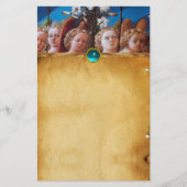 ANGELN MIT WHITE LILIES Perchment Blue Saphiire Briefpapier (Vorderseite)