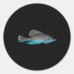 Angeln nach Crappie-Fisch Grafik Kunst Crappie-Fis Runder Aufkleber