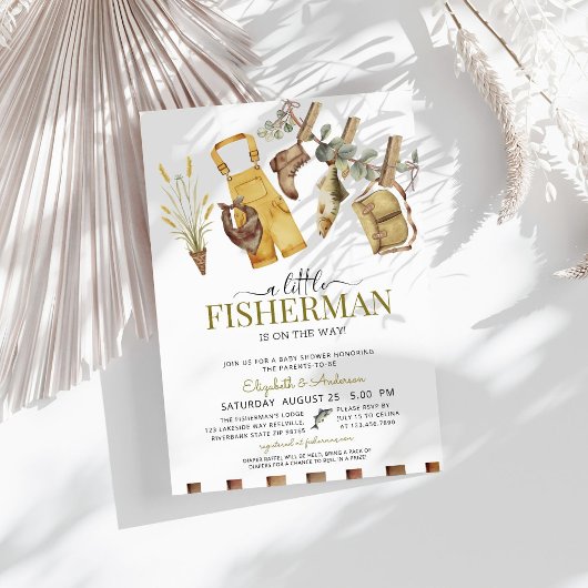 Angeln Niedliche kleine Fisherman Babydusche Einladung