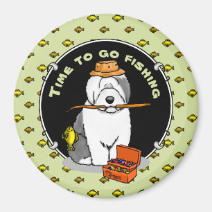 Angeln Old English Sheepdog (Grau 1) Niedlich Funn Magnet