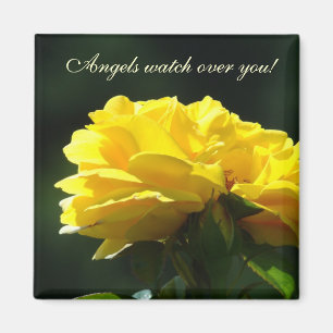 Angeln passen über dich auf! Magnet Gelbe Rose Blu