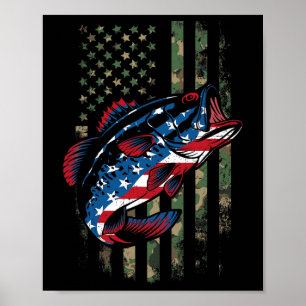 Angeln Patriotische USA-Flagge Tarnung Poster