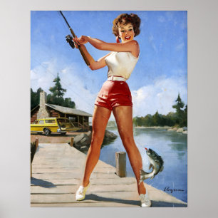 Angeln Pin Up Poster