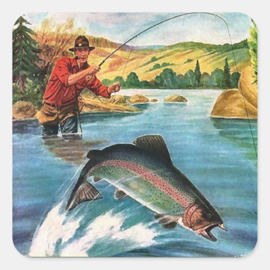 Angeln Quadratischer Aufkleber (Vorderseite)