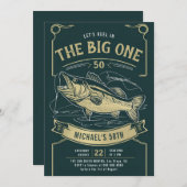 Angeln Roter Gold Männer 50. Geburtstag Einladung (Vorne/Hinten)