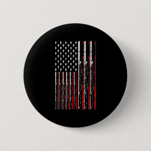 Angeln Rute Amerikanische Flagge Lustig Vintage An Button