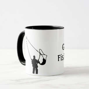 Angeln - Silhouette eines Anglers Tasse