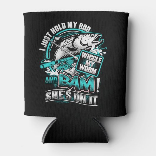 Angeln - Stange halten, Wurm wischen und Bauch Dosenkühler (Vorderseite)