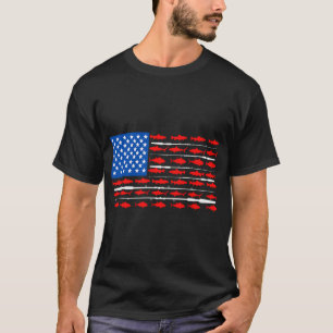 Angeln Tarnung Bass Fisch Amerikanische Flagge Cam T-Shirt