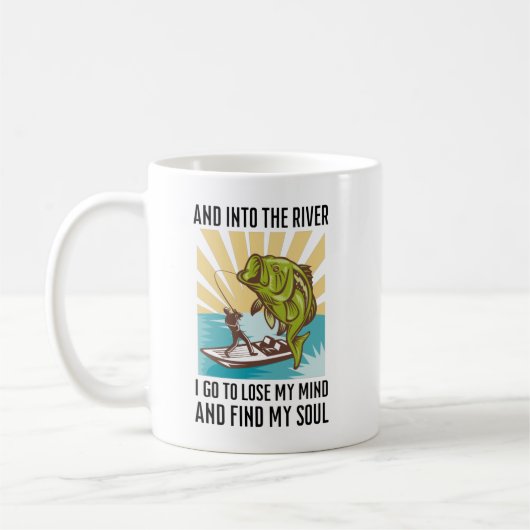 Angeln und in den Fluss gehe ich, um meinen Geist  Kaffeetasse (Links)