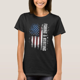 Angeln und Jagen Amerikanische Flagge Fischer Jäge T-Shirt