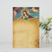 ANGELN UND JUNGFRAU PARCHMENT MIT BLAUEN GEMS BRIEFPAPIER (Stehend Vorderseite)