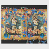 ANGELN UND JUNGFRAU, ROTE BLUE BLUMEN, GEMS GESCHENKPAPIER (Flach)