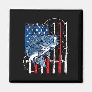 Angeln Vintage Amerikanische Flagge B Fischer Gesc Magnet