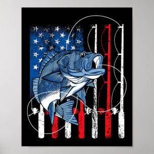 Angeln Vintage Amerikanische Flagge B Fischer Gesc Poster