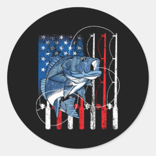 Angeln Vintage Amerikanische Flagge Byss Fischer G Runder Aufkleber