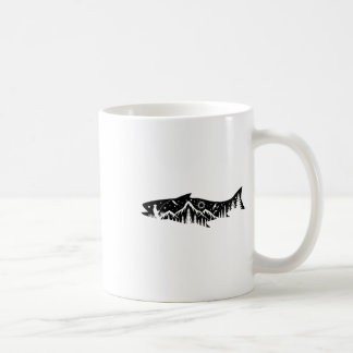 Angeln Wald Berg Silhouette Outdoor Abenteuer Kaffeetasse