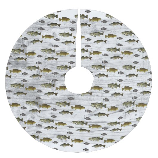 Angeln Walleye Bass Crappie Angler Männer Polyester Weihnachtsbaumdecke (Vorderseite)