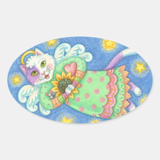 ANGELN WERDEN GESCHAUT, KATZKLEIDERSCHNITTE Oval,  Ovaler Aufkleber (Vorderseite)