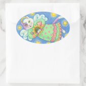 ANGELN WERDEN GESCHAUT, KATZKLEIDERSCHNITTE Oval,  Ovaler Aufkleber (Tasche)