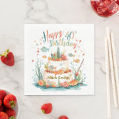 Angeln zum 40. Geburtstag mit fischereitheoretisch Serviette (Beispiel)