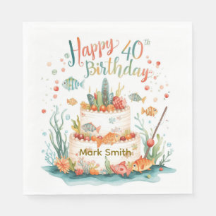 Angeln zum 40. Geburtstag mit fischereitheoretisch Serviette