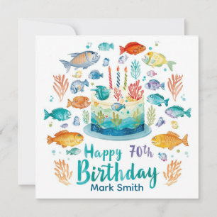 Angeln zum 70. Geburtstag mit fischereithematisier Karte