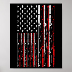 Angelnde Amerikanische Flagge Lustige Vintage-Ange Poster