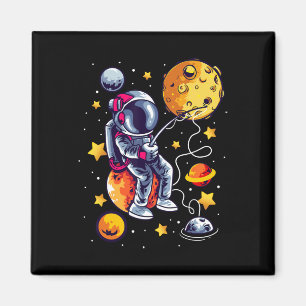 Angelnder Astronaut Im Weltraum Planeten Galaxie F Magnet