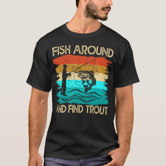 Angelnder Fischer Vintage Lustiger Fisch Rundherum T-Shirt