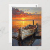 Angelnetze für antike Boote am Dock Postkarte (Vorne/Hinten)