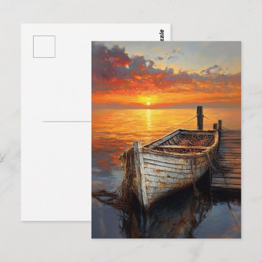 Angelnetze für antike Boote am Dock Postkarte (Vorne/Hinten)
