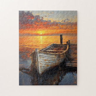 Angelnetze für antike Boote am Dock Puzzle