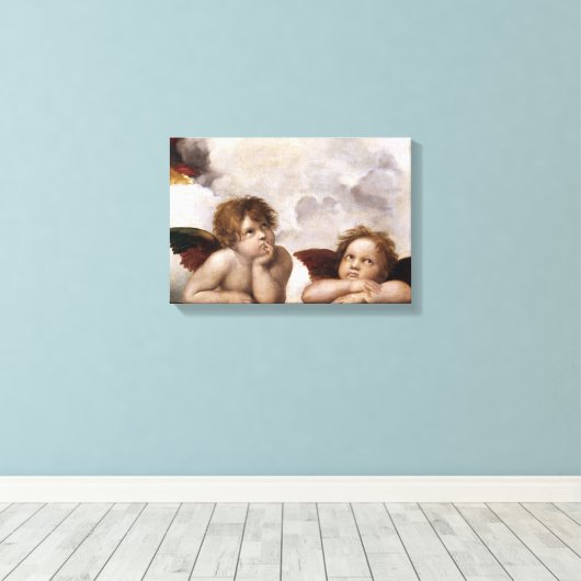 Angelo by Raphael from Sistine Madonna Leinwanddruck (Insitu (Holzboden))