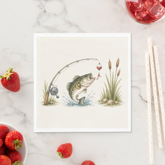 Angelplatten mit Fischereithema Barsch Serviette (Beispiel)