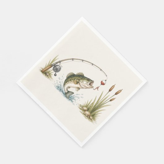 Angelplatten mit Fischereithema Barsch Serviette (Ecke)