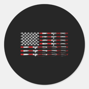 Angelrute American Flag Geschenk für Angler  Runder Aufkleber