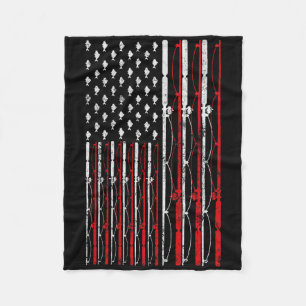 Angelrute Amerikanische Flagge Lustige Vintage-Ang Fleecedecke
