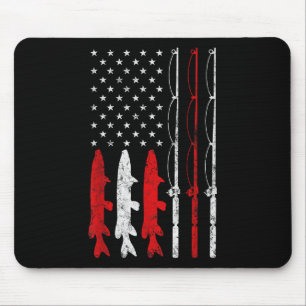 Angelrute Amerikanische Flagge Vintage-Anglergesch Mousepad