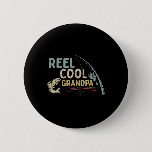 Angelrute Cool Großvater Großvater Fischer Button (Vorderseite)